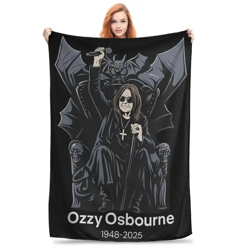 Black Sabbath Ozzy Osbourne Blanket Back To The Beginning Tour  Decorative Flannel Throw Blanket For Home Decor Warm Bedspread, Versatile Plush Warm Blanket, Portable Soft Throw for Bedroom Office Trip Outdoor, Ideal Present for Family Friends All Holiday