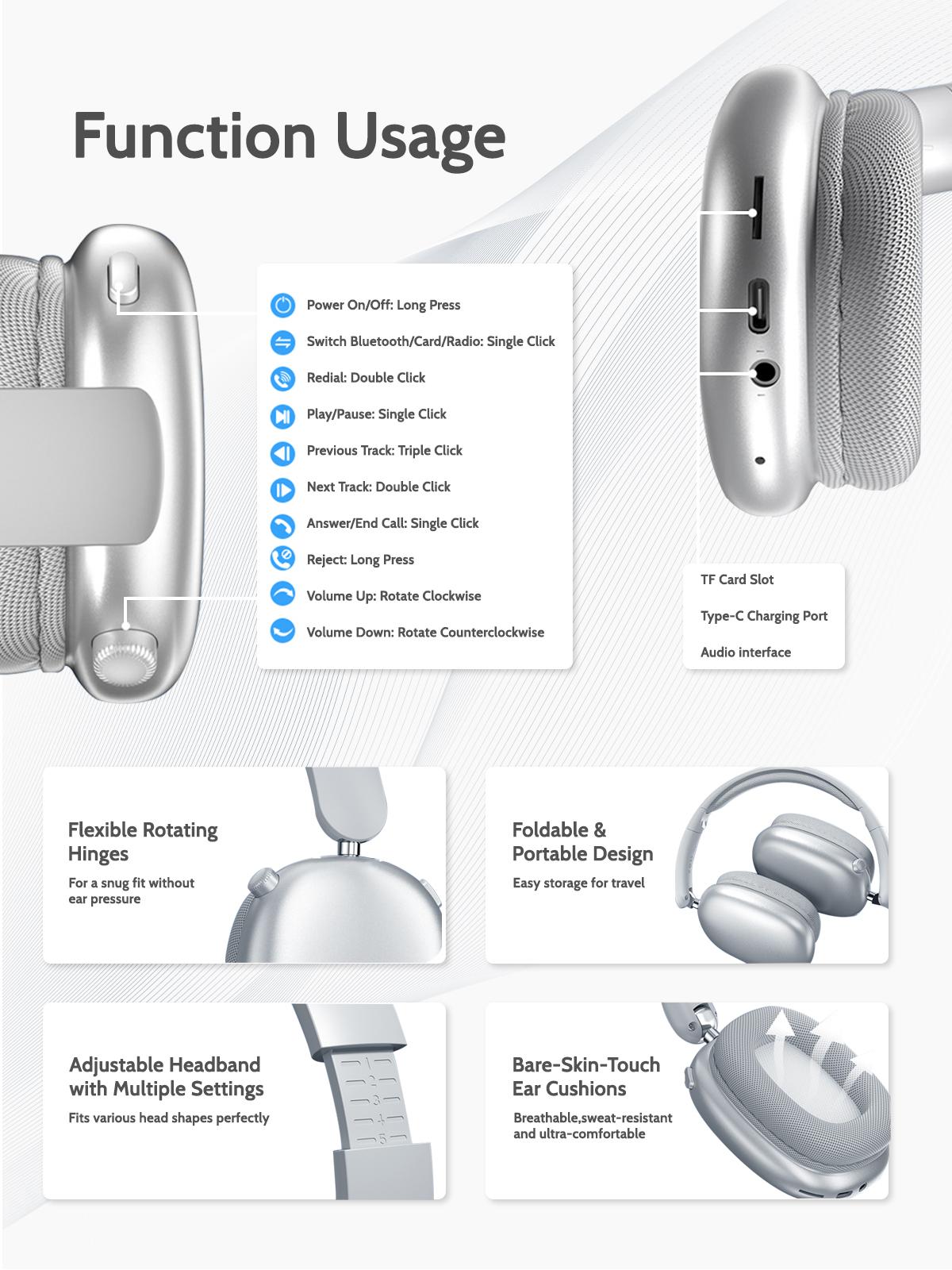 Wireless Over-Ear Headphones - Bluetooth Headset for Gaming, Sports, Mens Gifts, Back to School Teen Boy Essentials Wireless Over-Ear Headphones - Bluetooth Headset for Gaming, Sports, Mens Gifts, Back to School Teen Boy Essentials