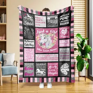 1Pc Girl Horse Gifts, Horse Blanket, Women Horse Gifts, Teen Girl Horse Blanket, Gifts For Horse Lovers, Horse Girl Gifts, Horse Lover Birthday Gifts, Horse Themed Gifts, Flannel Blanket, Blanket
