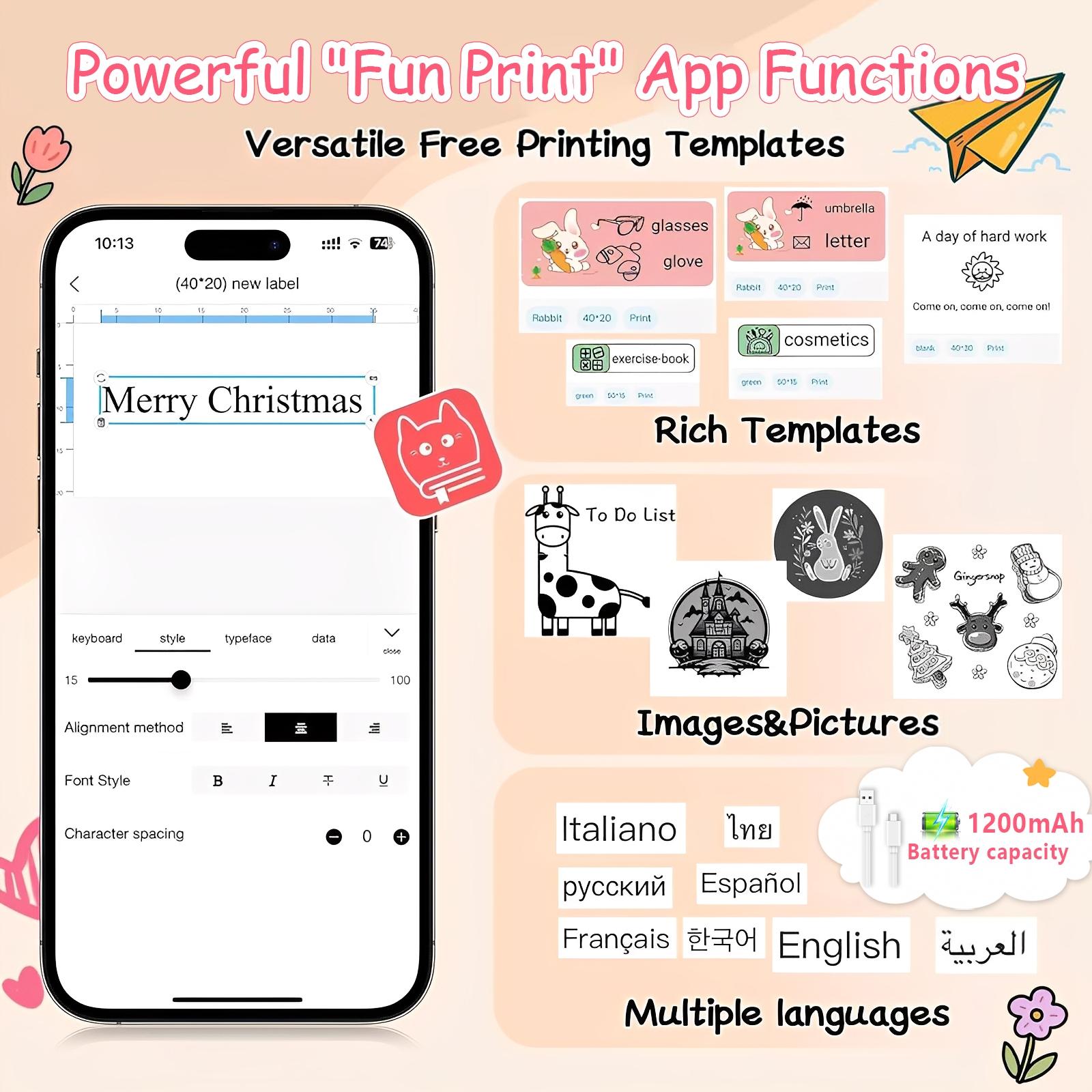 Mini Pocket Bluetooth Printer, Portable Sticker Printing Device Includes Doodle Color Markers, Perfect for Diary, DIY Scrapbooking, Travel Notes & Memo, Ideal Gift for Children Adults & Students, Excellent Kids Christmas Present