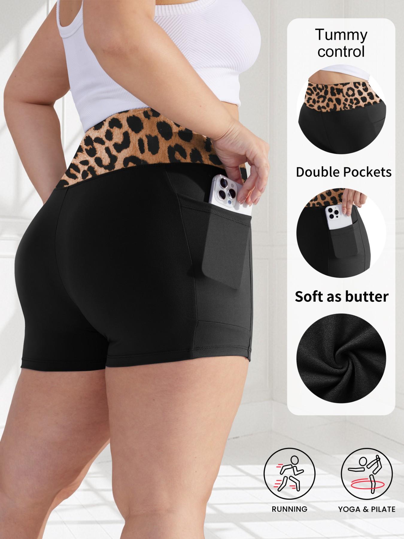 【Plus Size】 High Waist Pocket Skinny Shorts, Casual Comfy Breathable Short Leggings for Daily Wear, Women's Bottoms for Summer