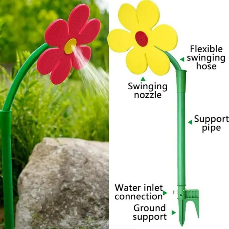 Crazy Daisy Sprinkler Crazy Dancing Flower Water Sprinklers Funny Sun Flower Dancing Daisy Lawn Sprinkler for Yard Watering Dogs Playing Red Garden Sprinklers
