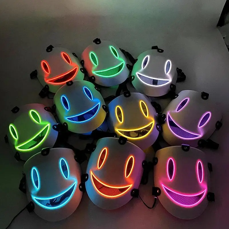 Anime High Rise Invasion Sniper LED Light up Mask Japanese Killer Japanese White Masks Carnival  Halloween Party Costume Props