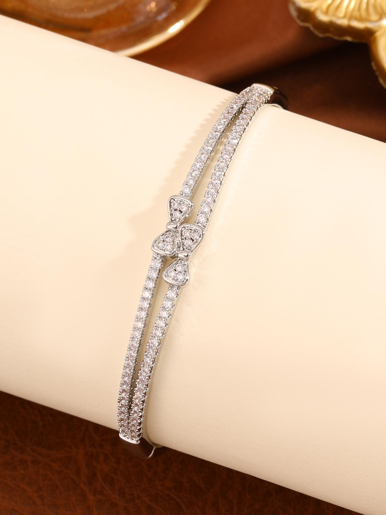 Fashion Knot Cubic Zirconia Bracelet for Women, Elegant Daily Wear Jewelry, Perfect Gift for Her, All Seasons Accessory