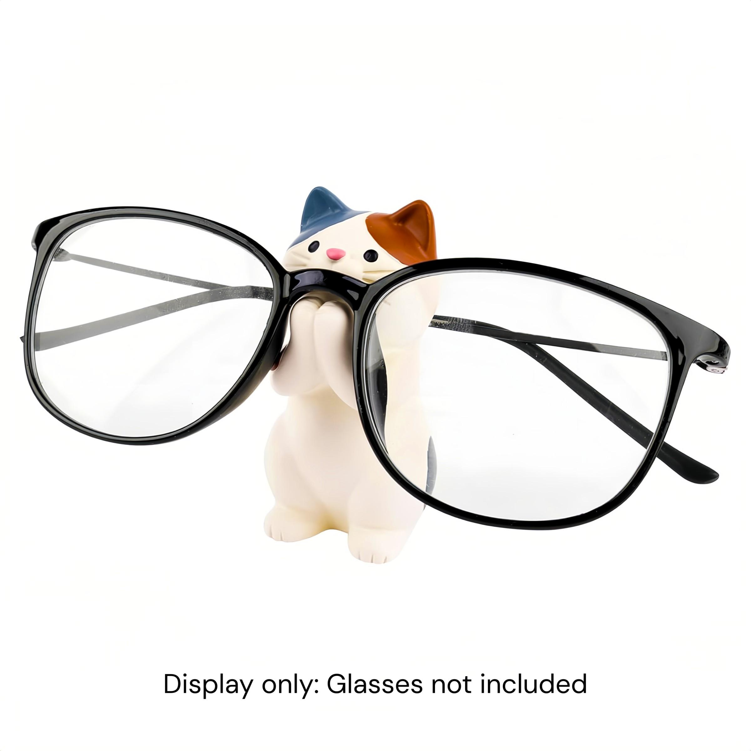 Cute Cat Design Charm Glasses Holder, 1 Count/10pcs Resin Ornament Eyeglass Glasses Holder, Creative Desktop Decoration for Home Living Room & Office & Coffee Shop