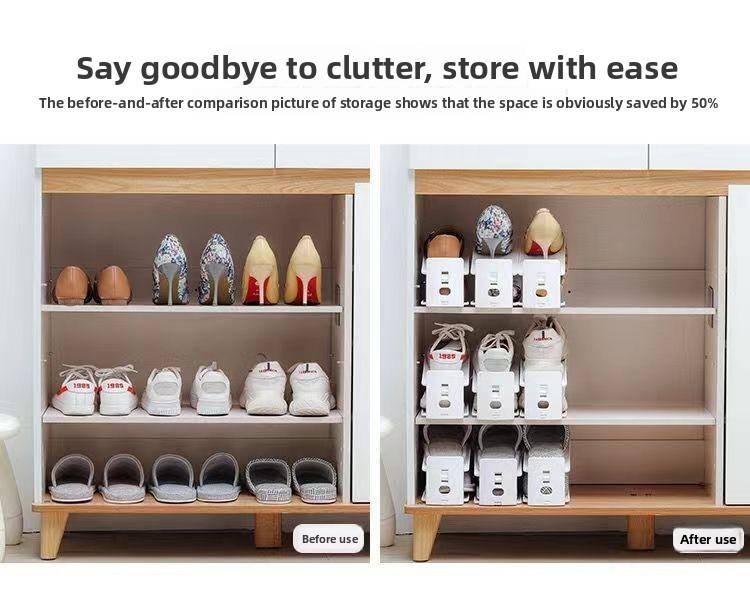 Double-layer shoe rack adjustable Double Tiers shoe storage artifact Organiser household space-saving shoe cabinet layered partition sorting shoe rack