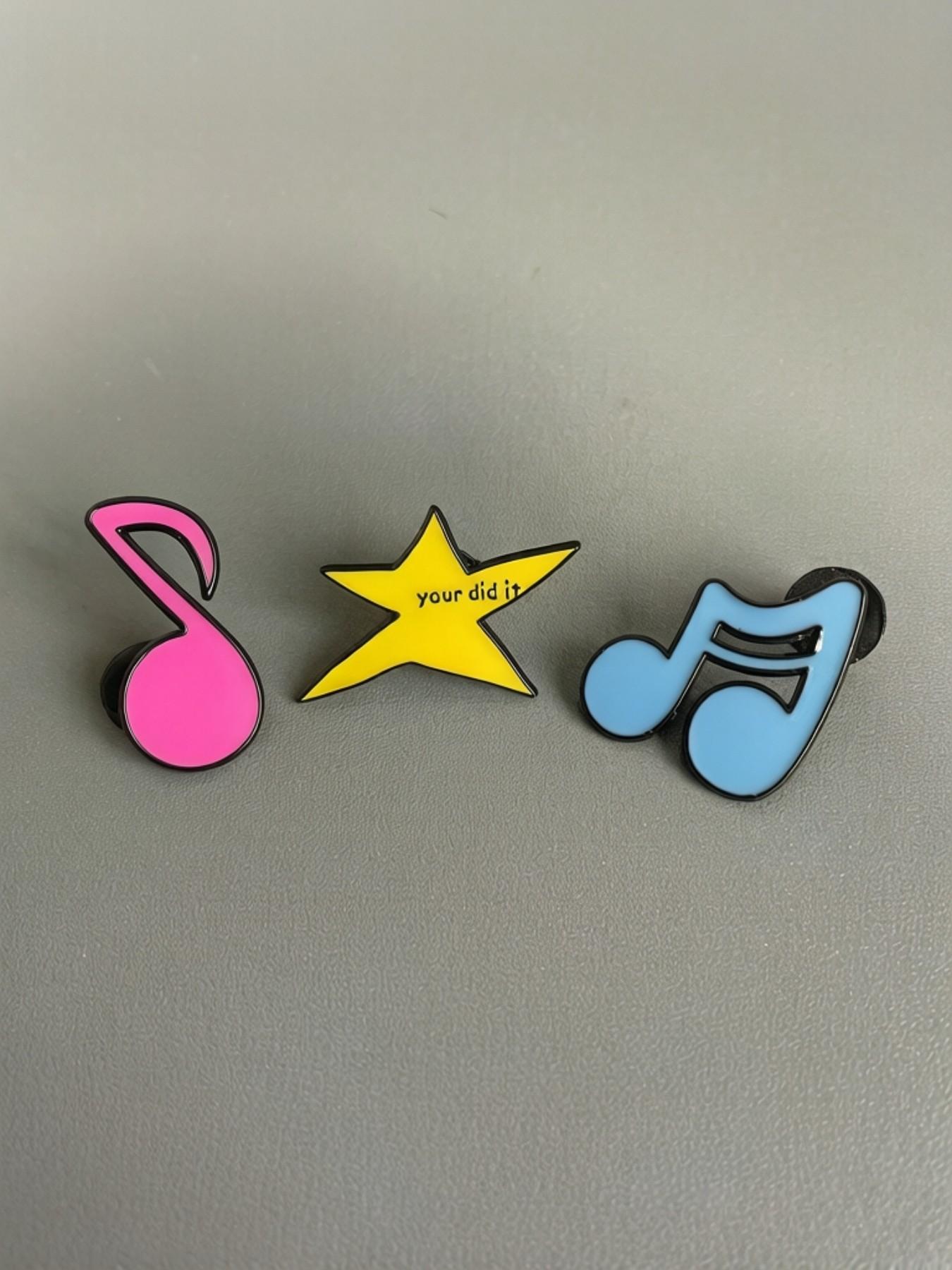 3-Pack Inspirational Enamel Pins, Alloy Lapel Pins, Japanese Style Badge, Mini Collar Pins, Versatile Fashion Accessories