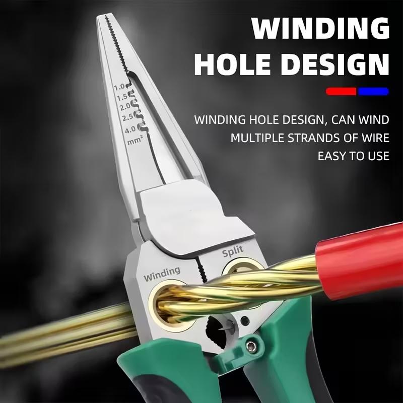 8-In-1 Multi-Functional Needle Nose Wire Stripper Tool, Electrician Professional Cable Cutter Steel Wire Pliers, Versatile Hand Tool