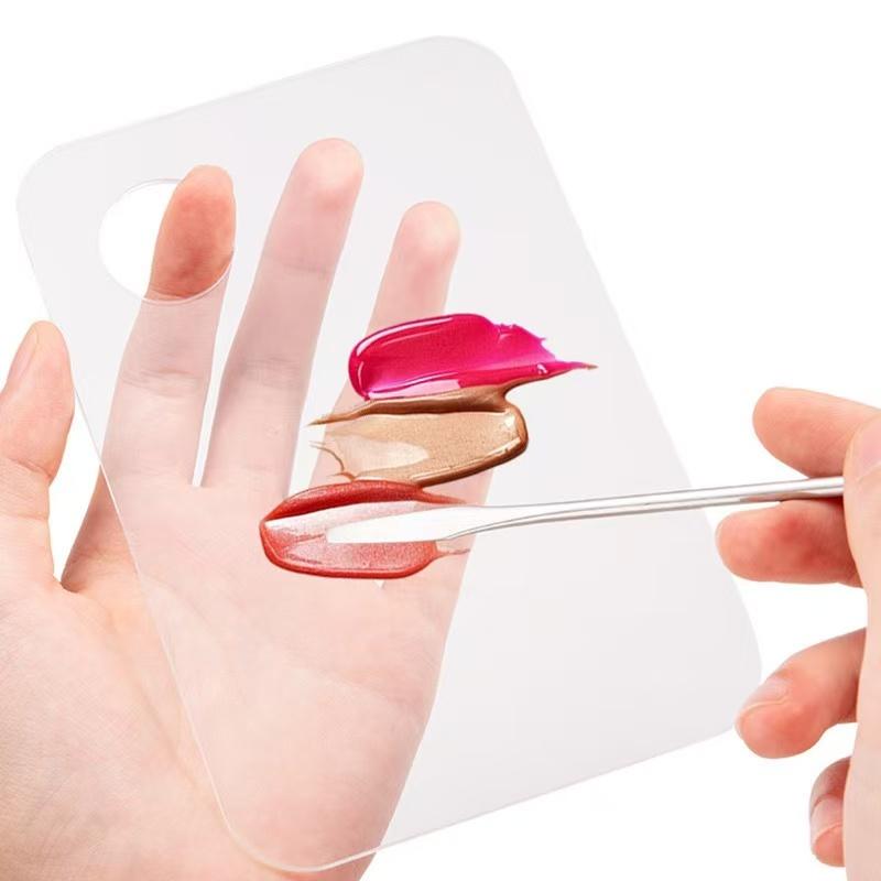Acrylic Makeup Mixing Palette with Thumb Hole, Transparent Paint Palette for Oil Painting Crafts, Cosmetics Eyeshadow Nail Art