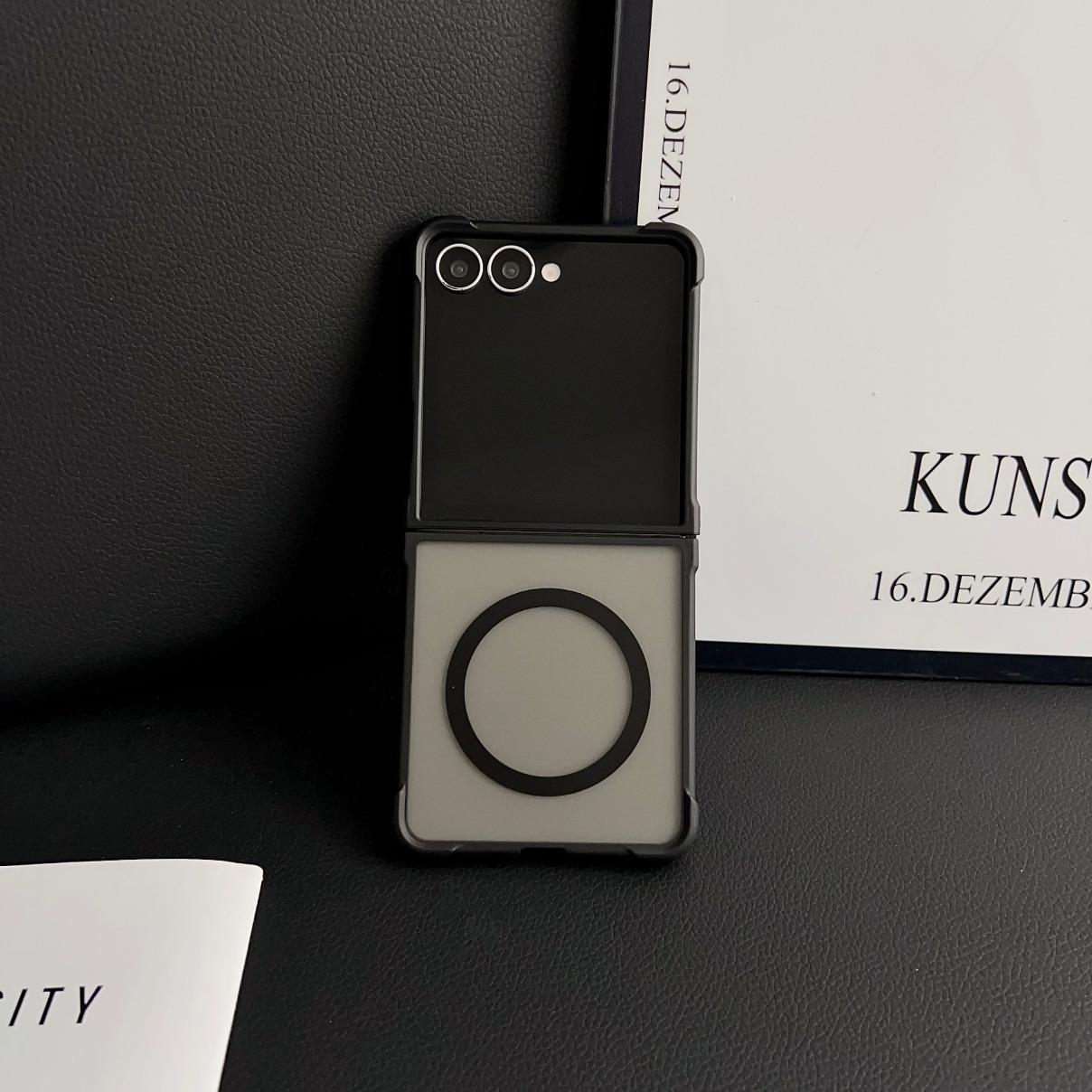 Luxury Translucent Magnetic Attraction Case For Samsung Galaxy Z Flip 7 Z Flip6 Flip 5 Flip4 Flip3 Wireless Charging Matte Cover