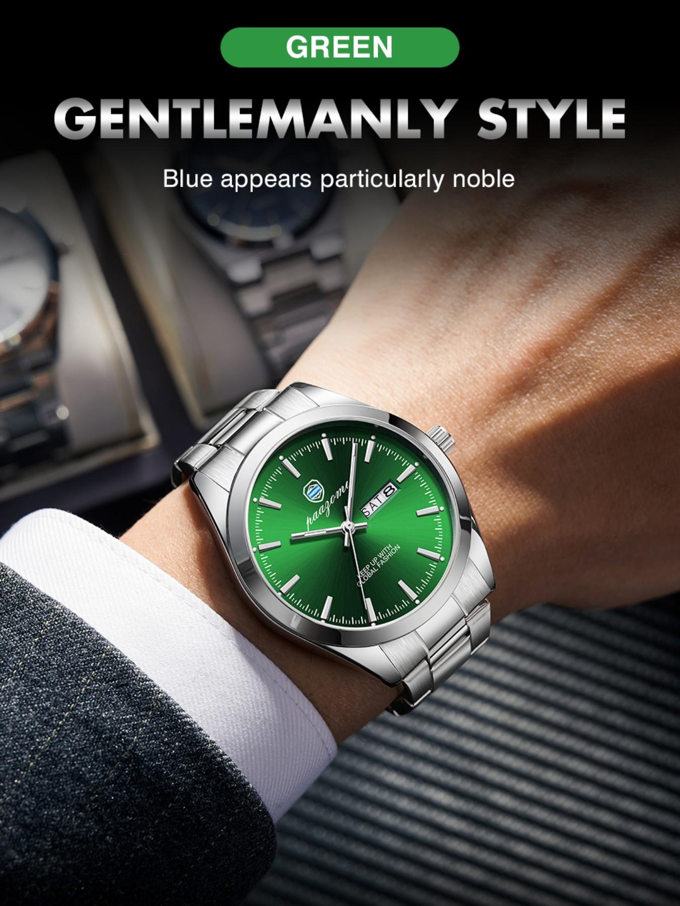 Paazomu Men's Business Watch, Stainless Steel, Interchangeable Straps, Ultra Thin, Japanese Quartz Movement, 1 Set, Men's Watch, Reloj Hombre