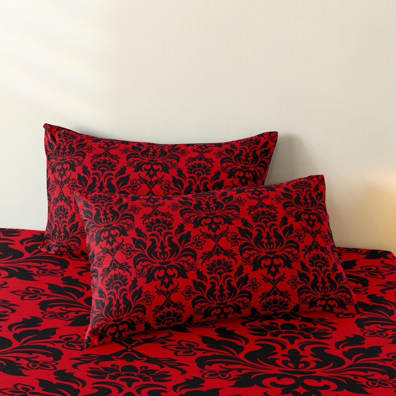 3pcs Fitted Sheet Set (1 Fitted Sheet + 2 Pillowcases, Pillow Core Not Included), Home Dormitory High-Definition Printed Black Pattern Fitted Sheet