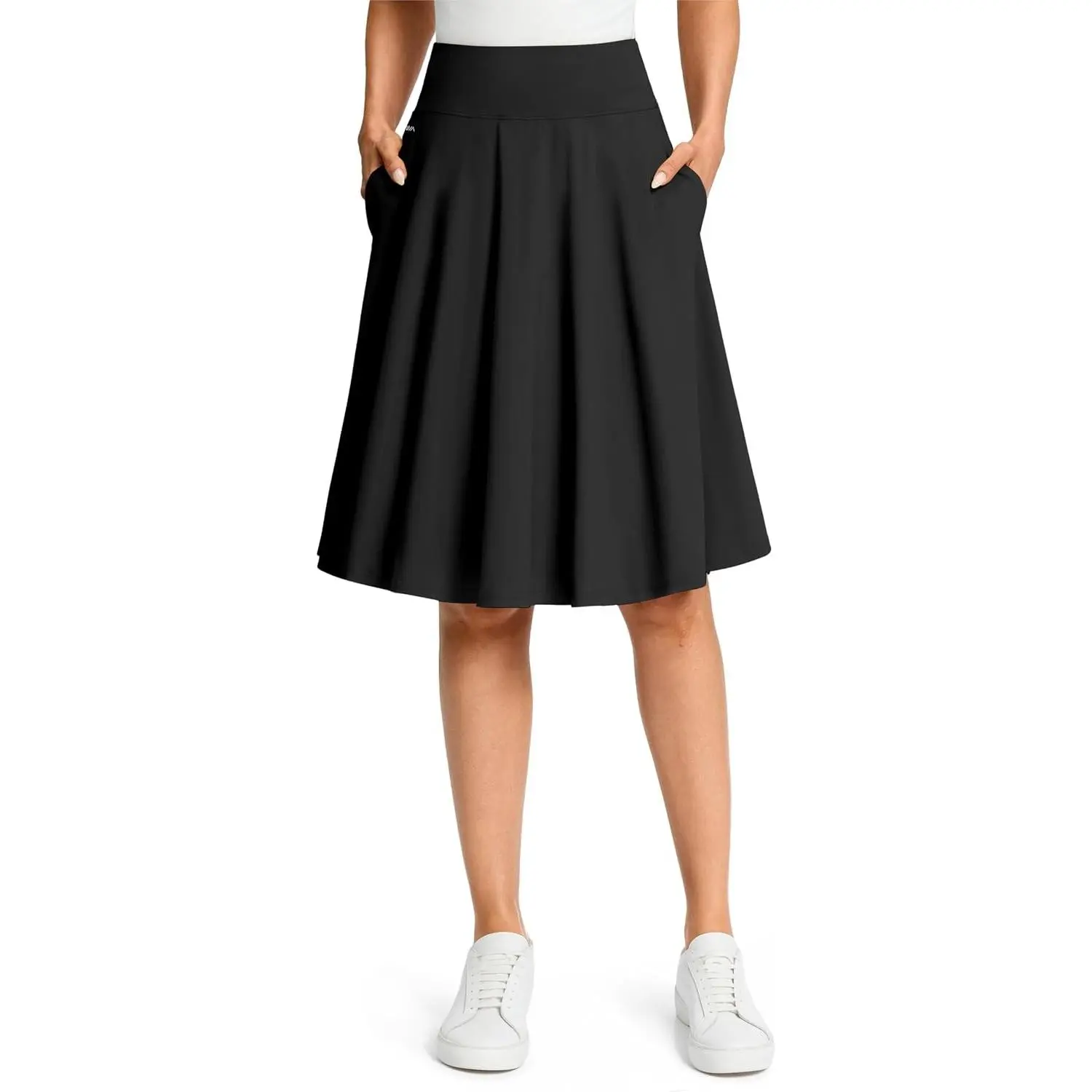 24" Knee Length Long Skorts for Women with Pockets | Stretchy, Lightweight, High Waist, Built in Shorts, Modest Skort, Midi Skirts, Dressy Casual, Summer, Travel