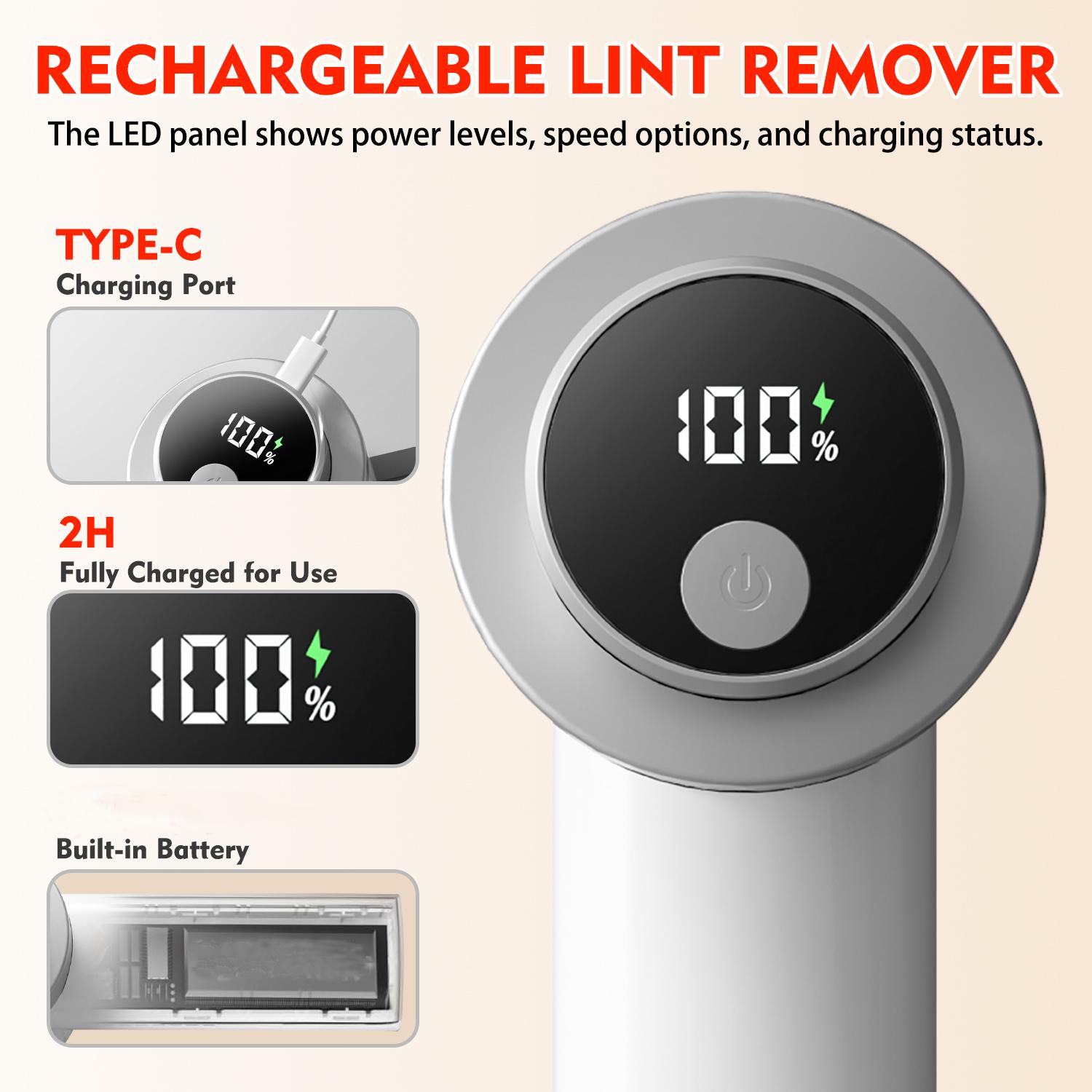 Electric Lint Remover with Brush, Portable Rechargeable Household Fabric Shaver, 3-Speed Sweater Shaver for Fast Lint Removal, Durable for Socks, Coats & Bedding Electric Lint Remover with Brush, Portable Rechargeable Household Fabric Shaver, 3-Speed Sweater Shaver for Fast Lint Removal, Durable for Socks, Coats & Bedding