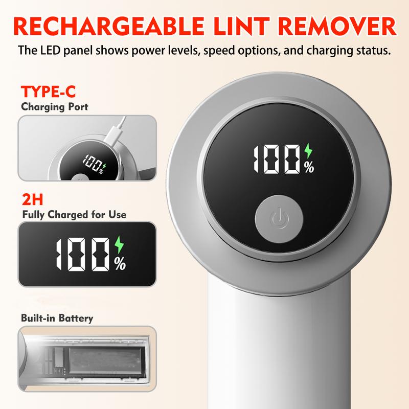Electric Lint Remover with Brush, Portable Rechargeable Household Fabric Shaver, 3-Speed Sweater Shaver for Fast Lint Removal, Durable for Socks, Coats & Bedding