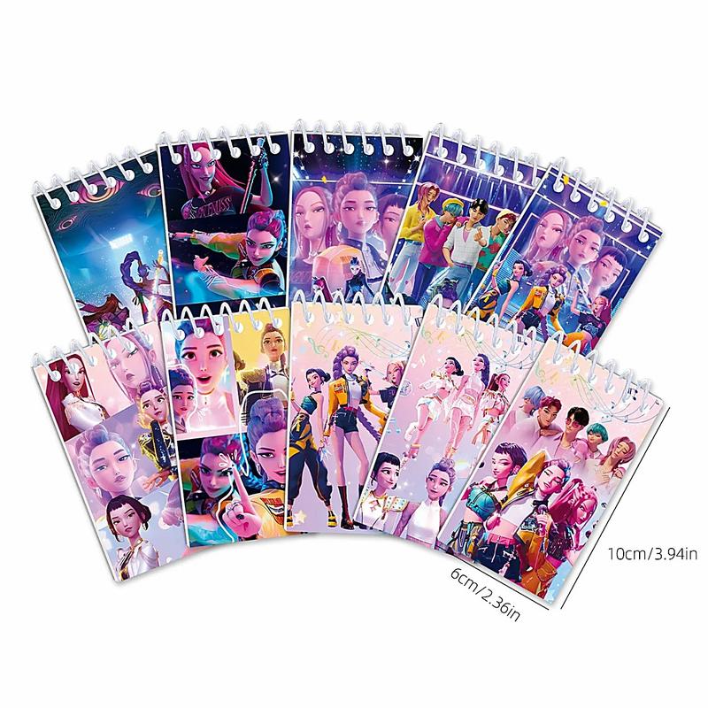 Christmas Gift,Kpop Demon Hunter Spiral Notebook Set, Kids Anime Rumi Mira Zoey Diary, Student Planner Journal, School Supplies, Office Accessories Gift, 10 Pack