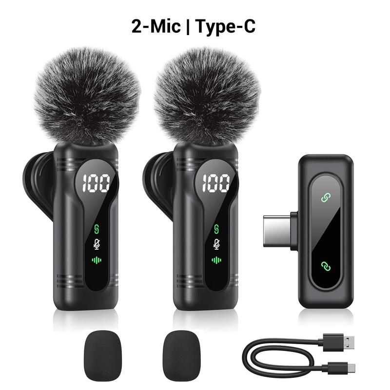 Mini Pro Wireless Lavalier Microphone for iPhone, iPad, Android, Usb Streaming Mic | Intelligent Noise Cancelling, Magnetic Rotating Clip, Long Battery Life | Ideal for Video Recording, Vlogging, Teaching, Interviews, Podcasts |
