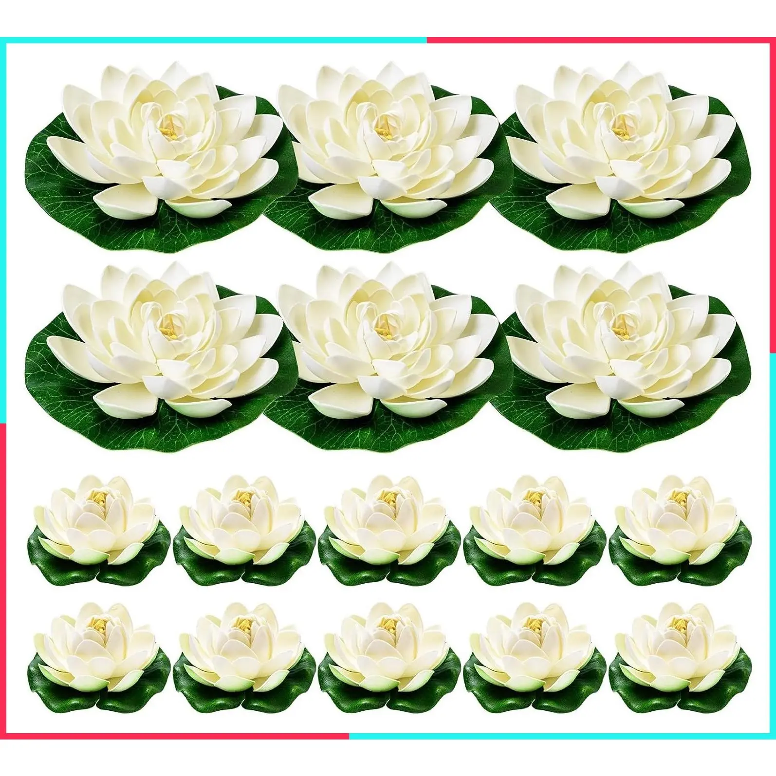 16Pcs Artificial Floating Pool Flowers, Lotus Flower Decor