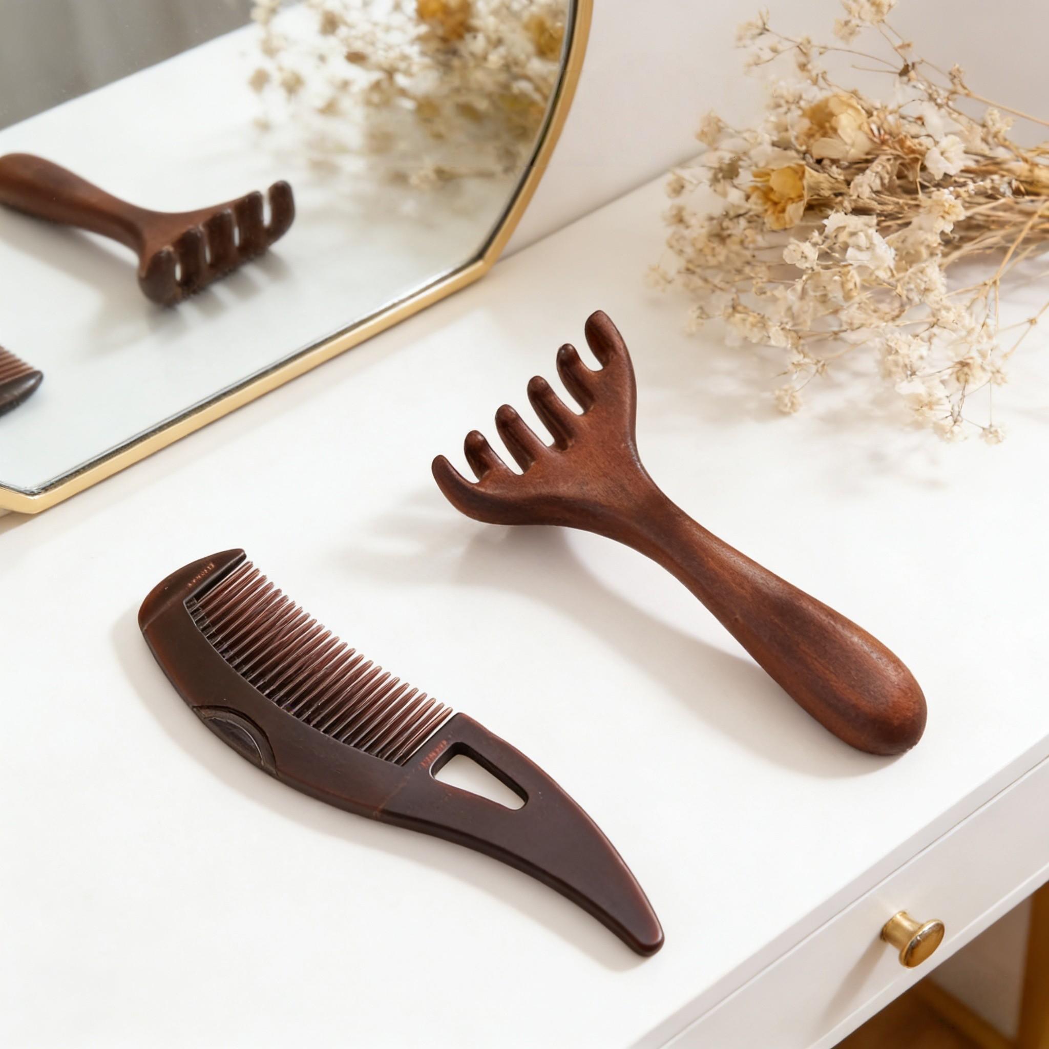 Energy Comb Set, Hollow Design Hair Care Brush, Dandruff Removal Comb, No Wash Anti-Hair Loss, Oil Control Head Combs, 2 Pieces