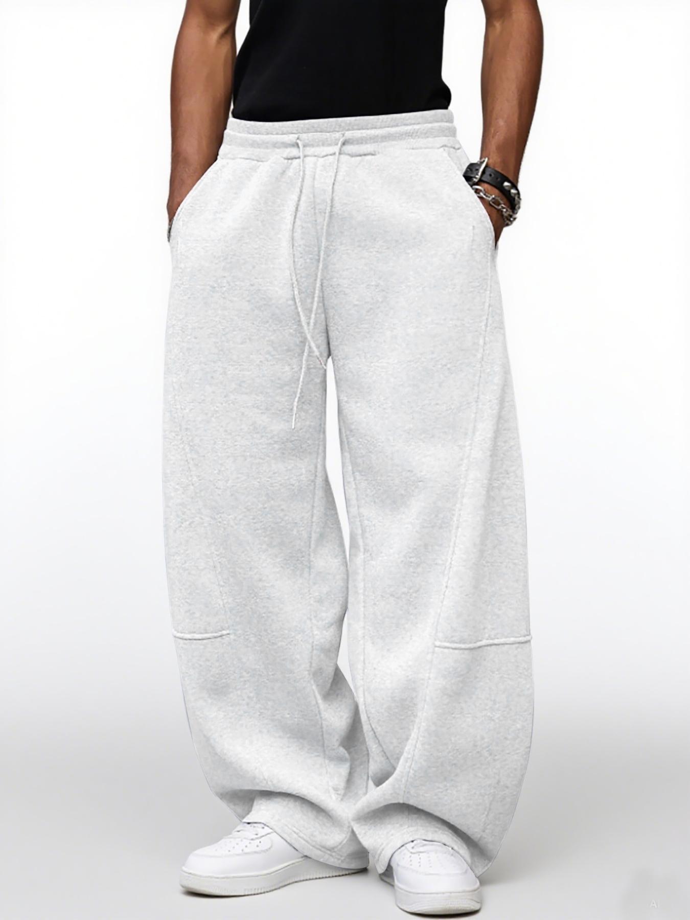 Men's Baggy Sweatpants, Loose Fit Casual Drawstring Elastic Waist, Wide Leg Joggers Trousers with Pockets, Comfortable Daily Wear, Sports Bottoms