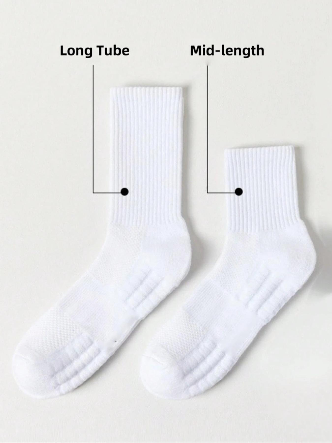 Men's Crew Socks, Thick Towel Fabric Cushioned Moisture-Wicking Mid-Calf Socks, Unisex Breathable Mesh Summer Sports Socks