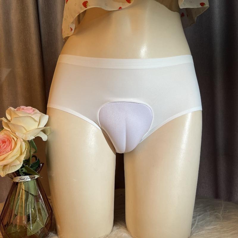 Women's Ice Silk Seamless Gaff Panty Apparel, Cotton-Lace Sexy Tucking Briefs for Transgender MTF Crossdressing, Open Back Underwear