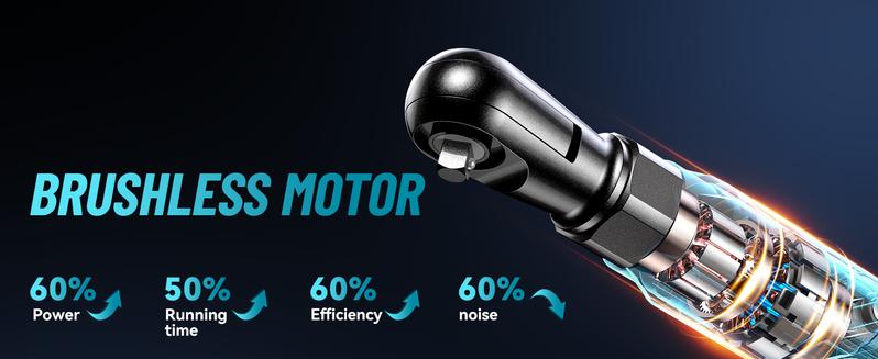 Seesii 1/2" Cordless Ratchet Wrench,66Ft-lbs Torque, Electric Brushless Ratchet Wrench w/ 2 Batteries, Variable Speed Trigger, 8 Sockets, 1/4" & 3/8" Adapter, 3" Extension Bar, RT600C Black Friday Deals