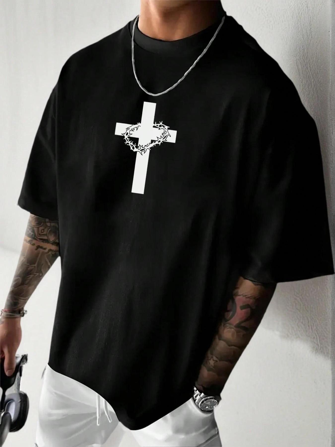 Men's Summer Letter Print Sport T-Shirt, Breathable Quick-Dry Knit Fabric, Elastic Round Neck Short Sleeve, Casual Workout Top