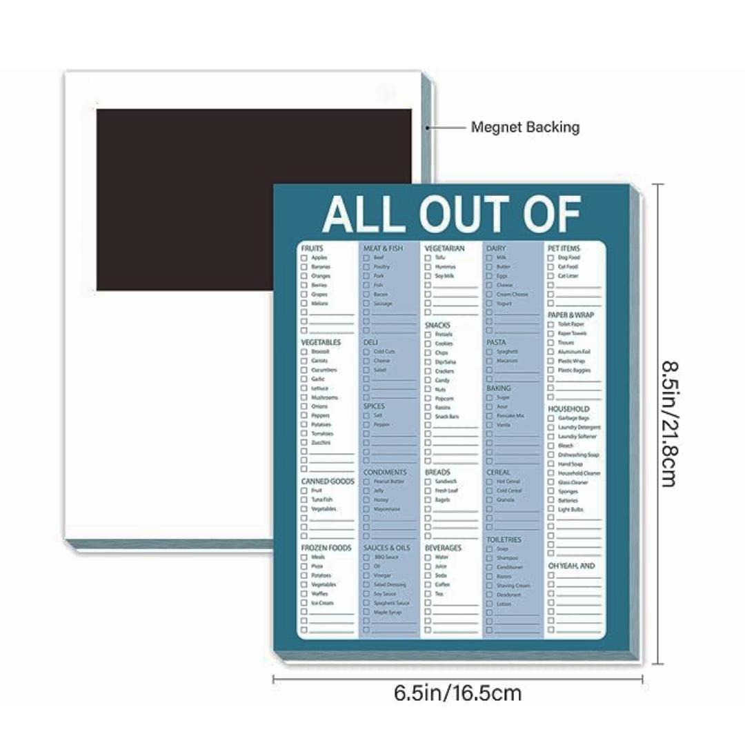 Grocery List Notepad 21.59cm x 16.51cm with 52 Sheets, Magnetic Refrigerator Shopping Planner for Organized Grocery Shopping, Easy to Fill Fruit Vegetable Meat Dairy Snacks Checklist, Monthly Planner Magnet