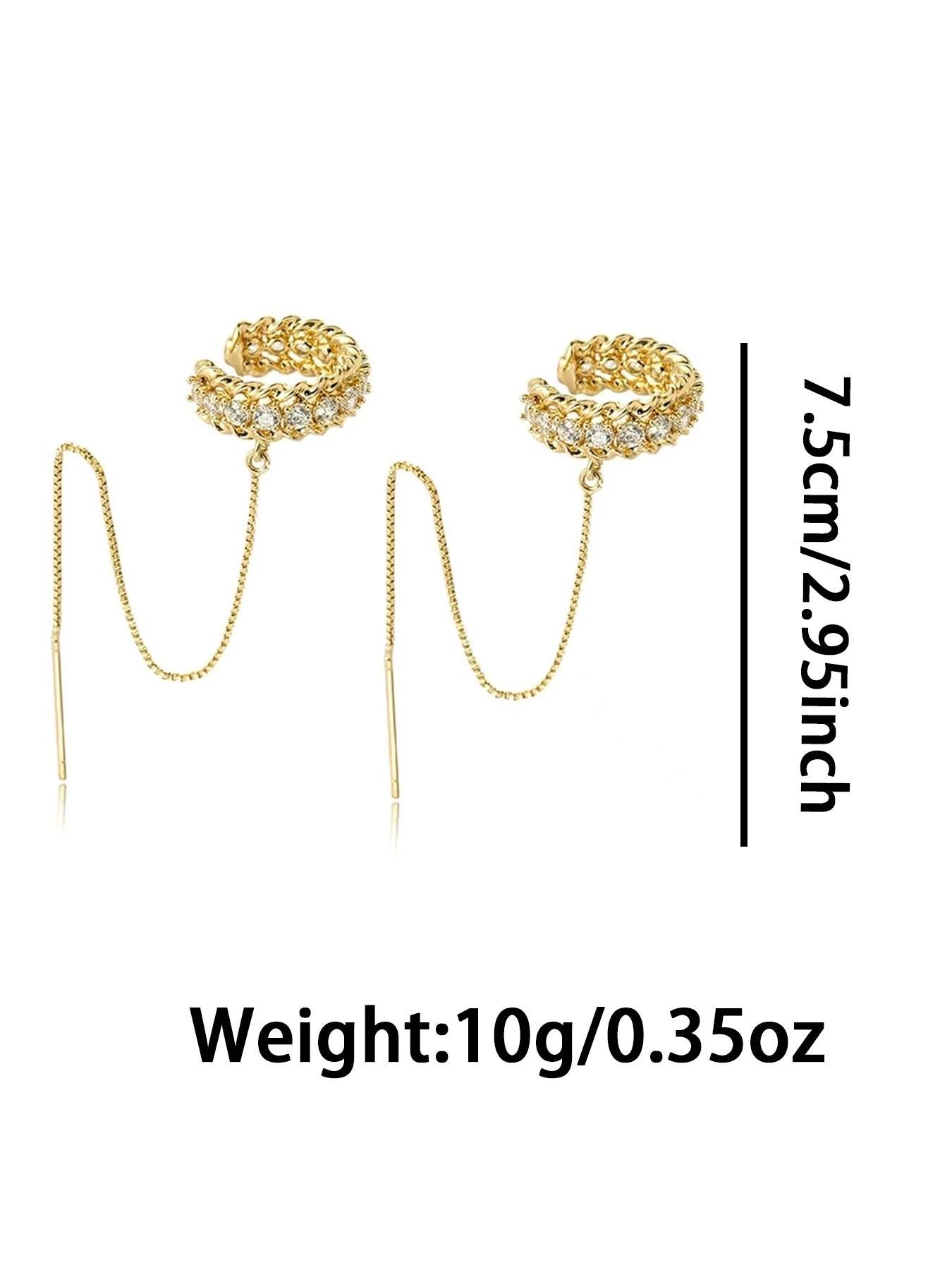 Huggie earrings for women 14k Dainty Gold Earrings Tassel Chain Drop Dangle Small Hoop Earrings Stud earrings for Women Teen Cubic Zirconia Sparkling Earrings Clip Womens earrings