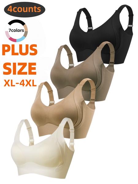 4-Pack Plus Size Comfortable Seamless Bras, Sizes 1XL-4XL, Designed for Women, Wire-Free Push-Up Style, Suitable for Daily Wear, Maximum Comfort.