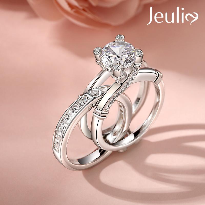 Jeulia Band Rings for Women cz Sterling Silver Interchangeable Ring Sets Wedding Engagement Anniversary Promise Ring Bridal Sets s 925 bridal  ring Sterling Silver