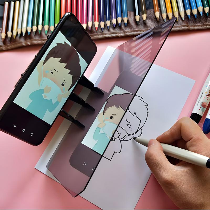Lightweight And Portable Optical Drawing Tracing Pad Optical Projector Painting Copy Board Mirror Reflection Projection Tracing Plate Board Comic Tracer Art Stencil Tool with Phone/Pad Xmas Gift for,Students,Sketching,Painting Art Drawing Supplies