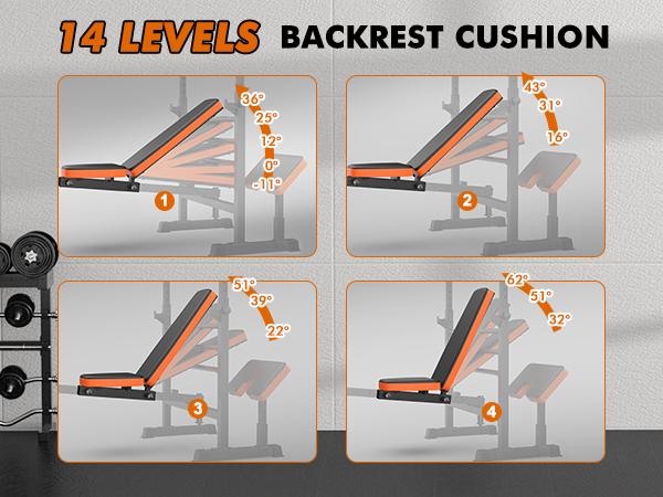 Bearbro Bench Press Set, 880LBS Adjustable Weight Bench with Leg Extension and Preacher Curl Pad, 8 IN 1 Multi-Function Gym Bench with LAT Pulldown Pulley System, Full-Body Workout Home Gym Equipment Squat Rack