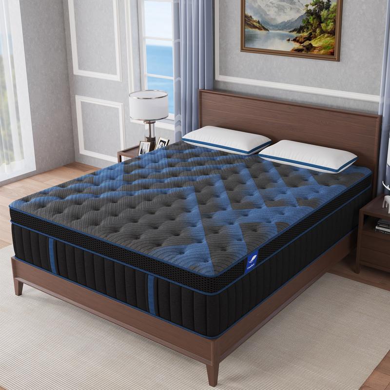 12"14" Twin Full Queen King Size Mattress in a Box Hybrid Pocket Spring Memory Foam, Medium Firm Ergonomic Mattress motion isolation with Lumbar Support