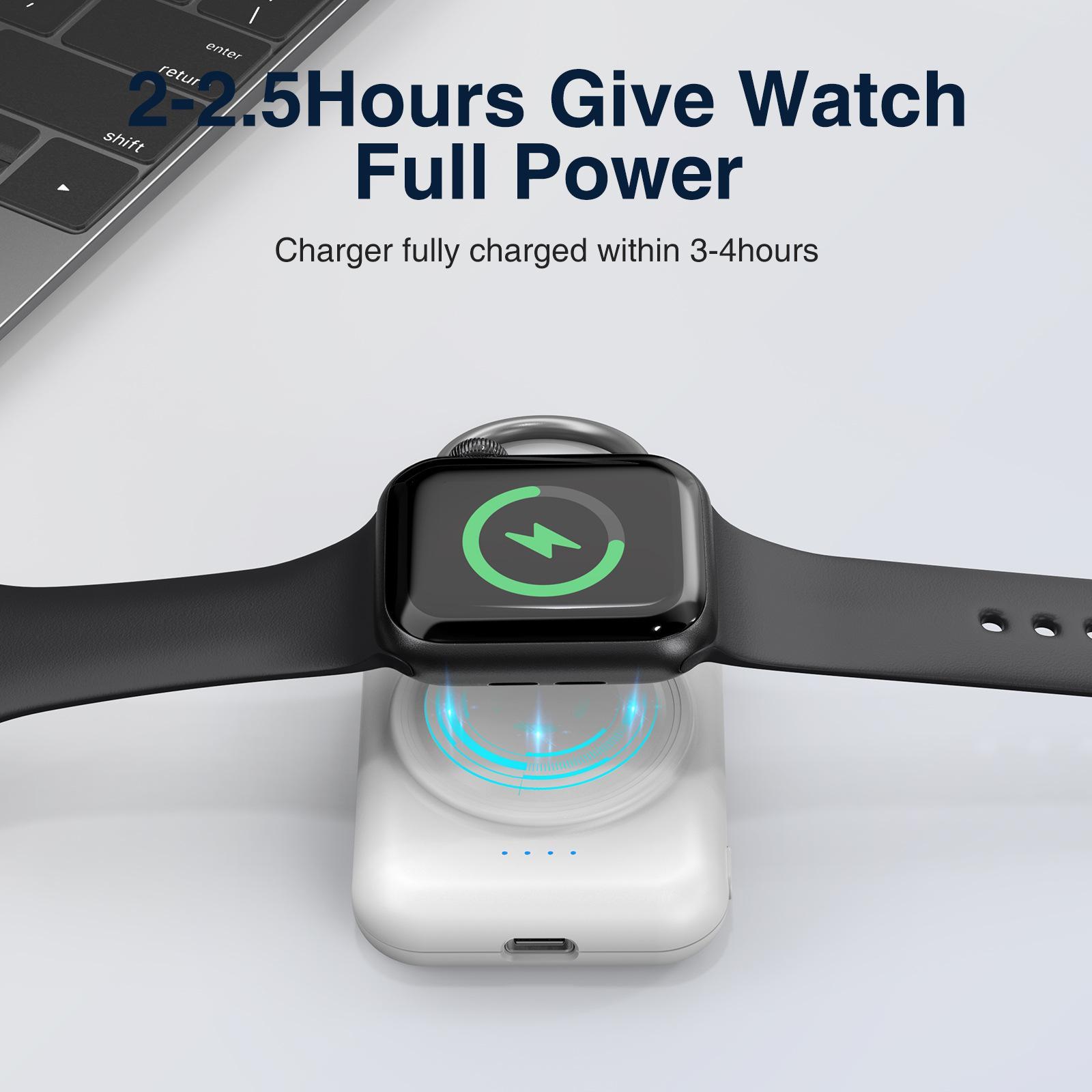 1800mAh Portable Wireless Charger for iwatch Smartwatch - USB Type C Magnetic Charging Dock with Quick-Charging Watch Wireless charger - Compact Travel Accessory