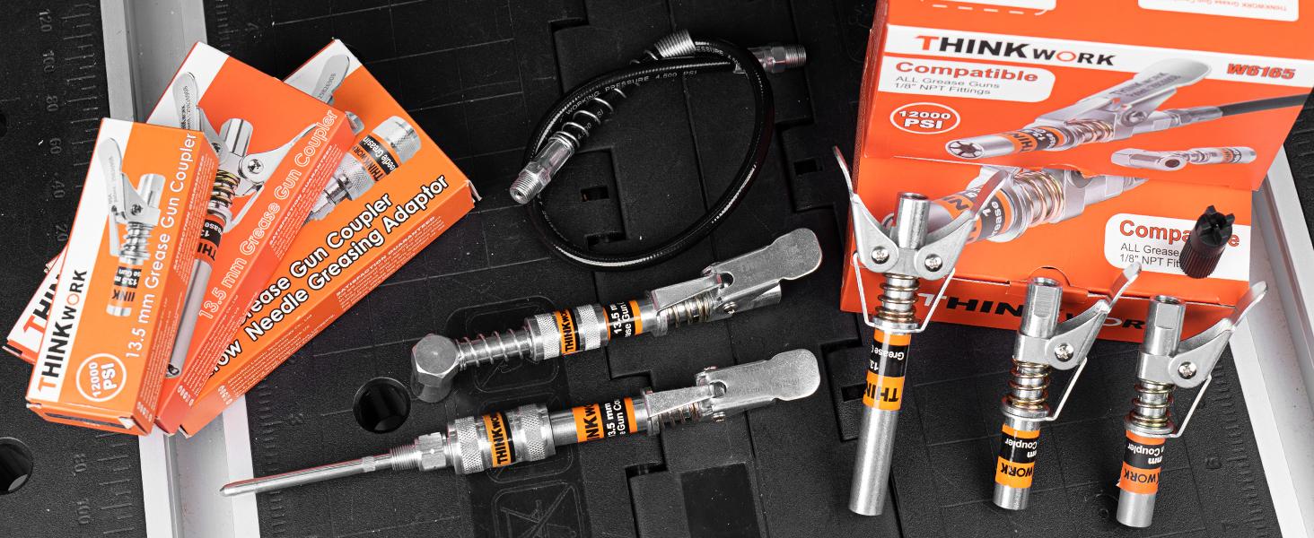 Gun Coupler, Handle Reach, Lock on Greases Gun Couplers, 12000 PSI Quick Release Coupler,Compatible with All Guns 1/8" NPT Gun Fitting Gun Coupler, Handle Reach, Lock on Greases Gun Couplers, 12000 PSI Quick Release Coupler,Compatible with All Guns 1/8" NPT Gun Fitting