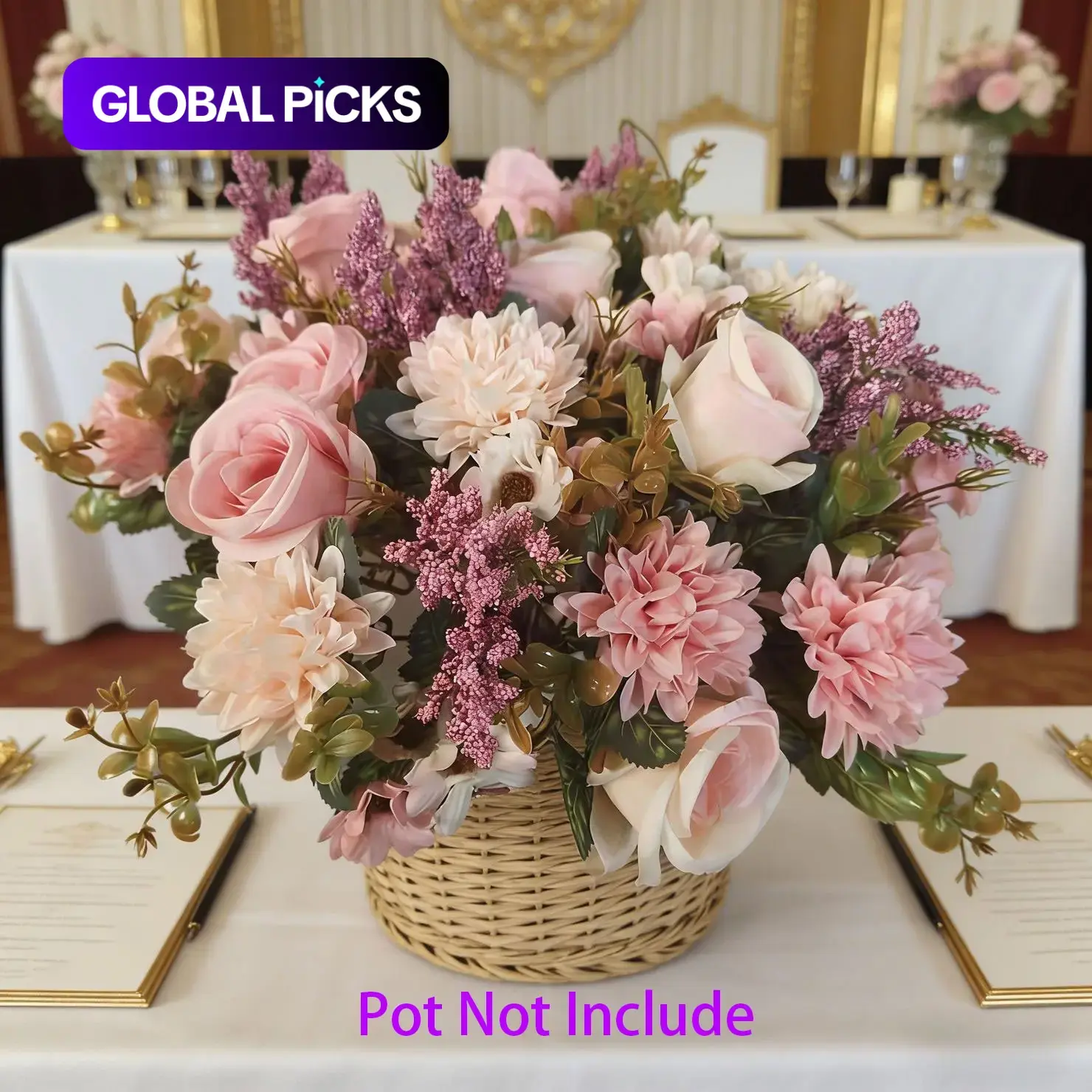 4 Pack Artificial Flowers Like Real Artificial Decoration Bouquet Silk Artificial Roses Bouquet with Daisy Chrysanthemum Pink Flowers for Centerpiece Table Wedding Party Home Spring Decor #GLOBAL PICKS