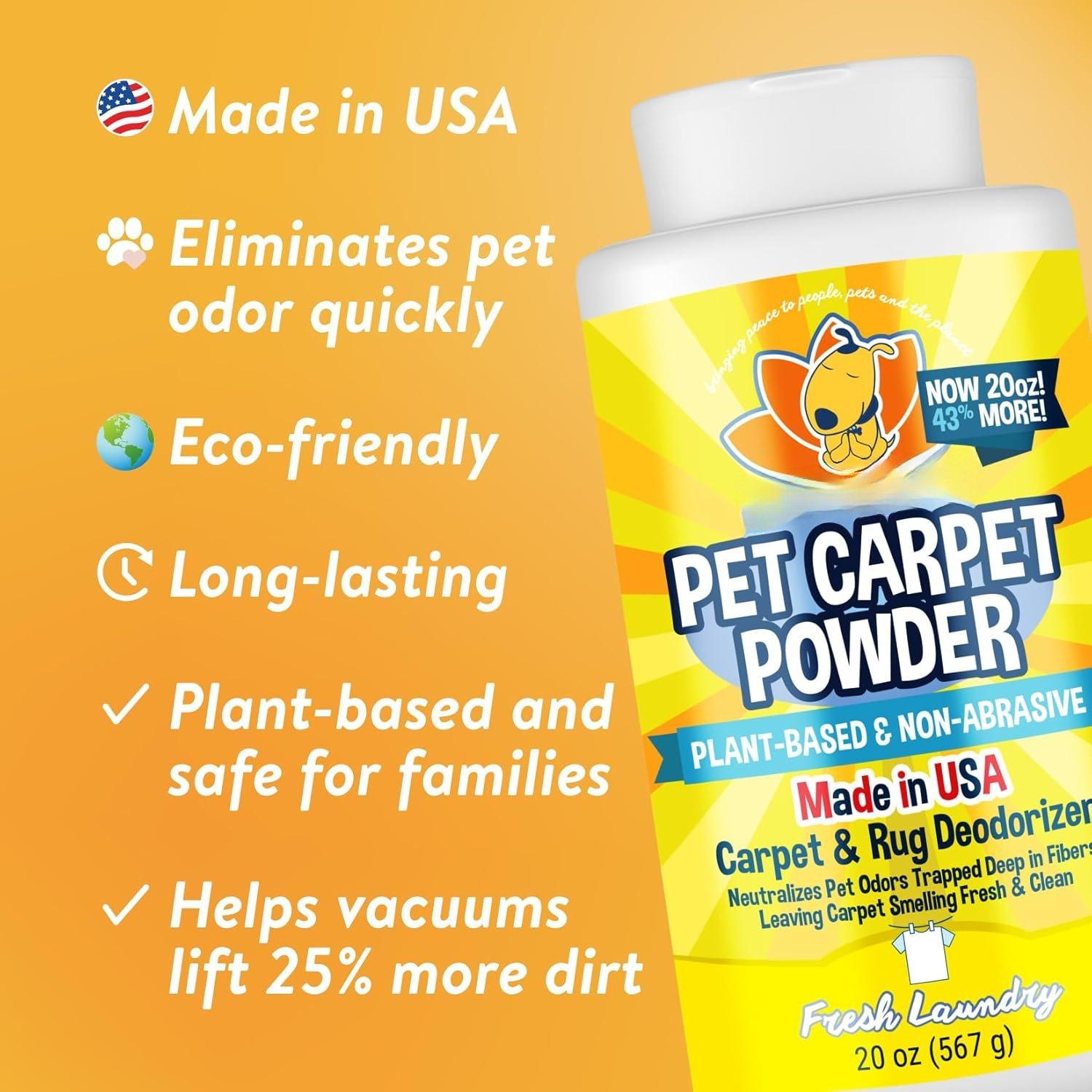 Carpet Deodorizer  - Dry Pet Smell Eliminator &  Odor Remover - Loosens  & Dirt - -Based Room Freshener for Vacuuming  -  Laundry (Pack of 1)