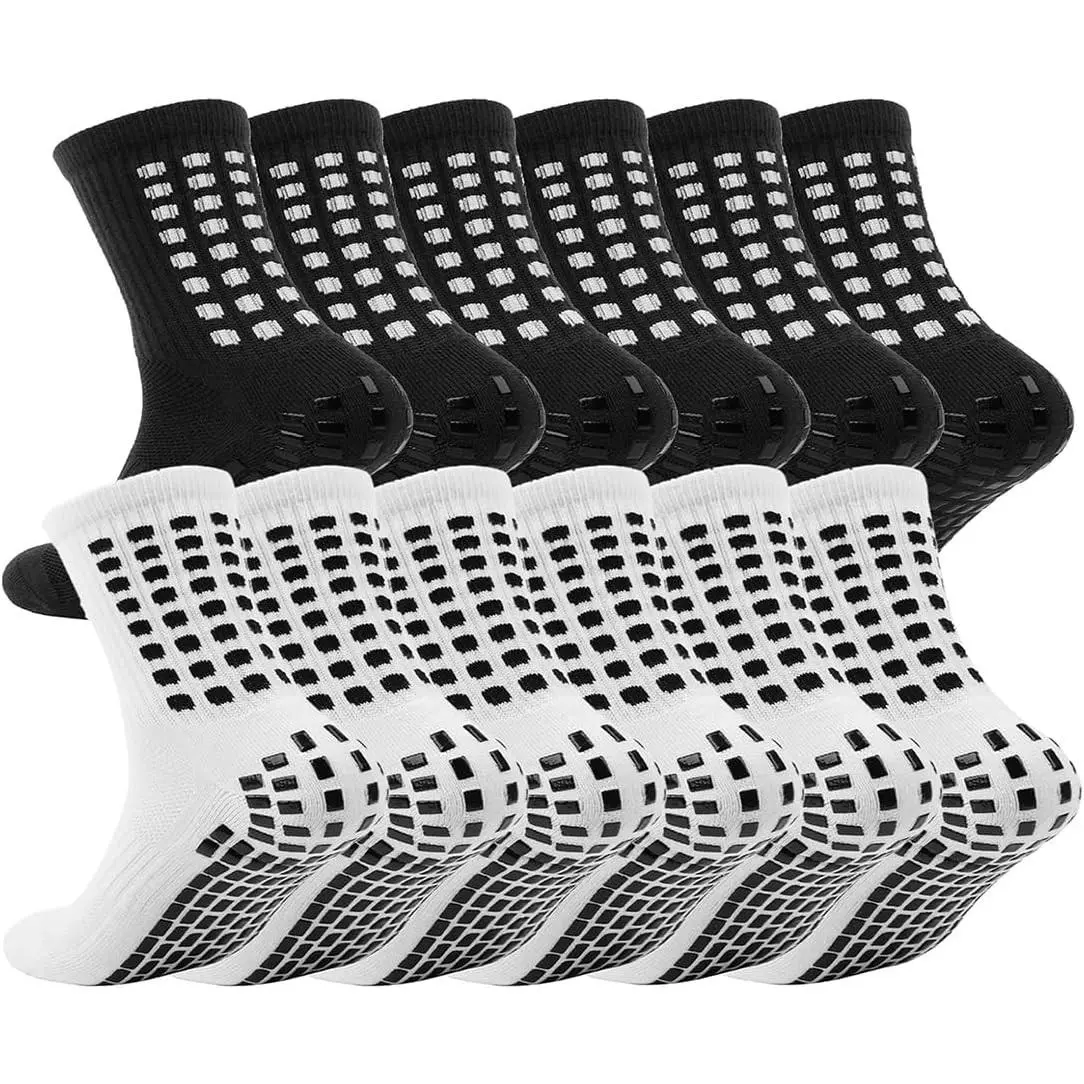 2/6 Pairs Kids Grip Soccer Socks Cushioned Non Slip Grippy Youth Football Basketball Athletic Sports Socks