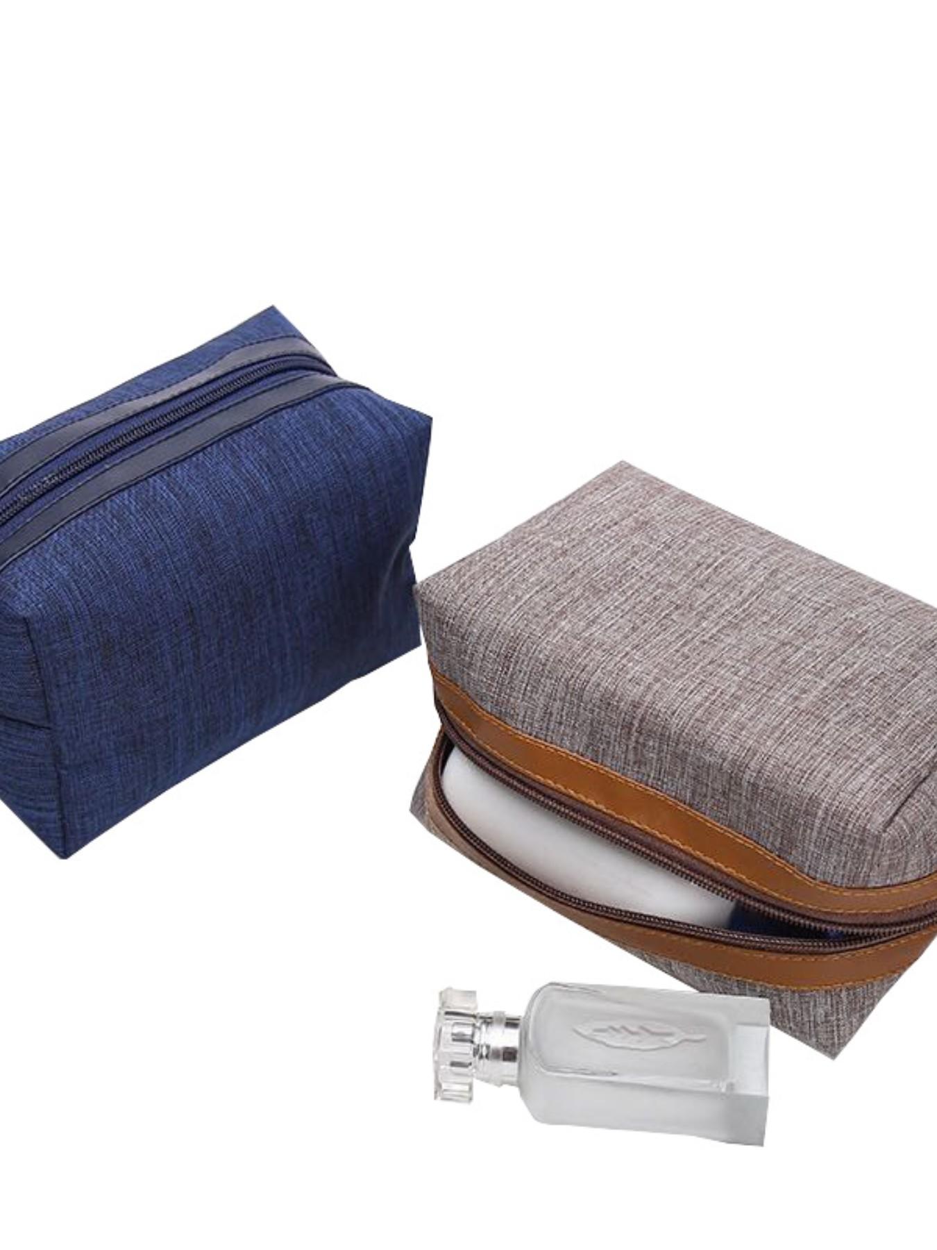 Large Capacity Striped Makeup Bag, Fabric with PU Waterproof Travel Case, Portable Outdoor Brush Organizer, Essential Beauty Accessory