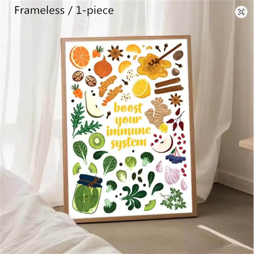 1pc Unframed Nutritious Food Vitamin Chart Minerals Canvas Poster Educational Vegetables Wall Art Pictures for Kitchen Dining Room Decor (9 different styles to choose from)