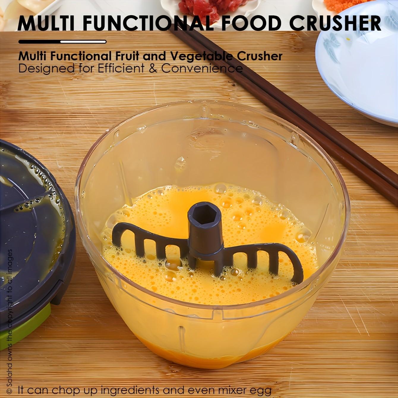 Manual Food Processor and Multi-Function Chopper, Vegetable Chopper Tool, Durable Plastic, Easy Pull Cord Design, Ideal for Slicing Onions Garlic Vegetables Fruits Nuts Herbs