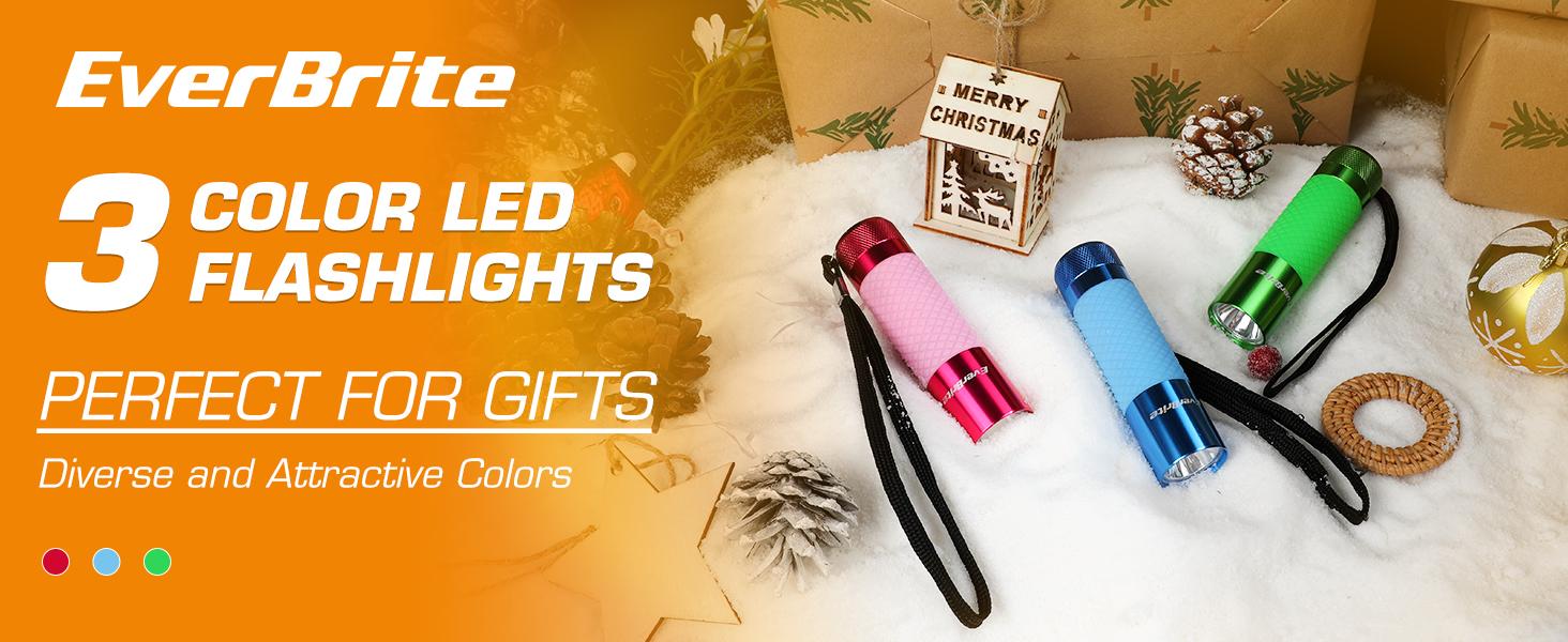 #SpringGlowUp EverBrite Mini Flashlights, Glow in Dark Flashlights, Aluminum LED Flashlights Party Favors Assorted Colors for Camping, Hiking, Indoor, AAA Batteries Included