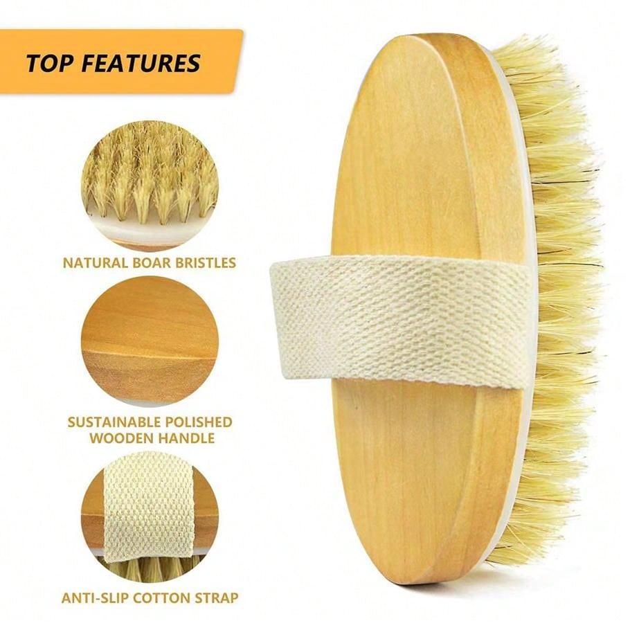 Multifunctional Pig Hair Handheld Brush, Oval Reeds Bristle Brush, Bath Brush, Shower Brush, Laundry Brush, Essential Cleaning Tool