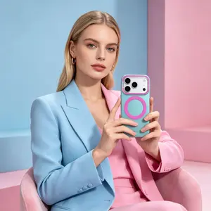 Trendy Summer Neon MagSafe Phone Case with Color Block Design, Top Trend Pick, Heavy Duty Drop Protection, Raised Camera Lens Protection, Anti-Slip Matte Texture, Supports Magnetic Charging, Fashion Phone Cover for IP 16 & IP17