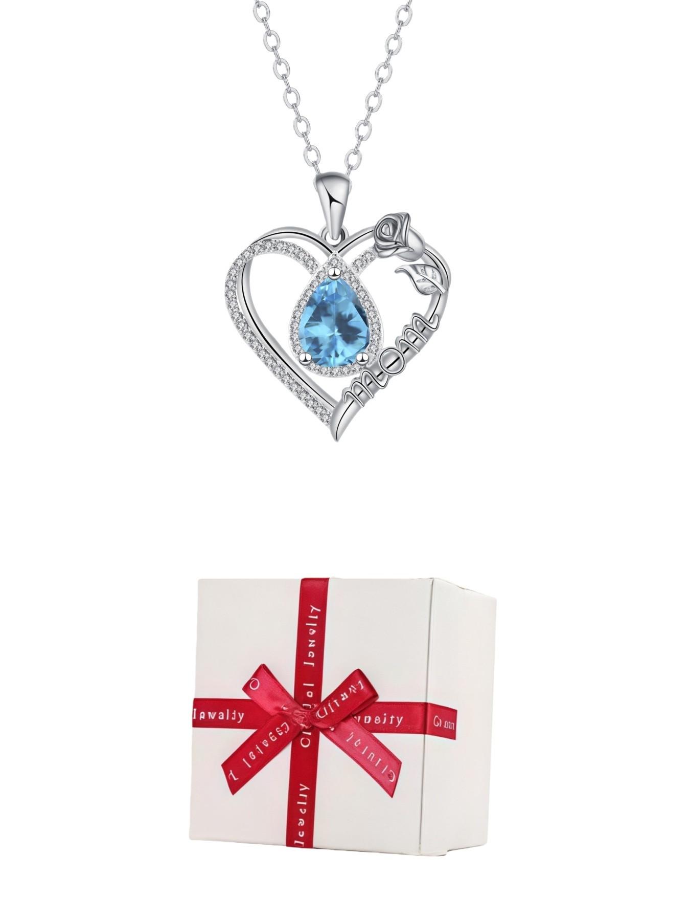 Diamond Drop Rose Heart Mom Luxury premium heart-shaped MOM teardrop gem necklace.Paired with a preserved rose & teddy bear jewelry gift box.Perfect mysterious gift for festivals, birthdays, Valentine's Day, Mother's Day and Christmas.