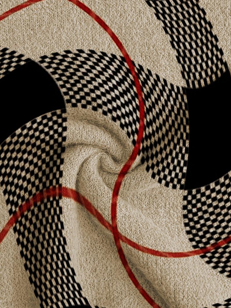 Women's Tartan Print Stand Collar Sweater, Fall & Winter Casual Long Sleeve Knitwear, Comfortable Warm Fitted Top for Daily Wear, Knitted Sweater