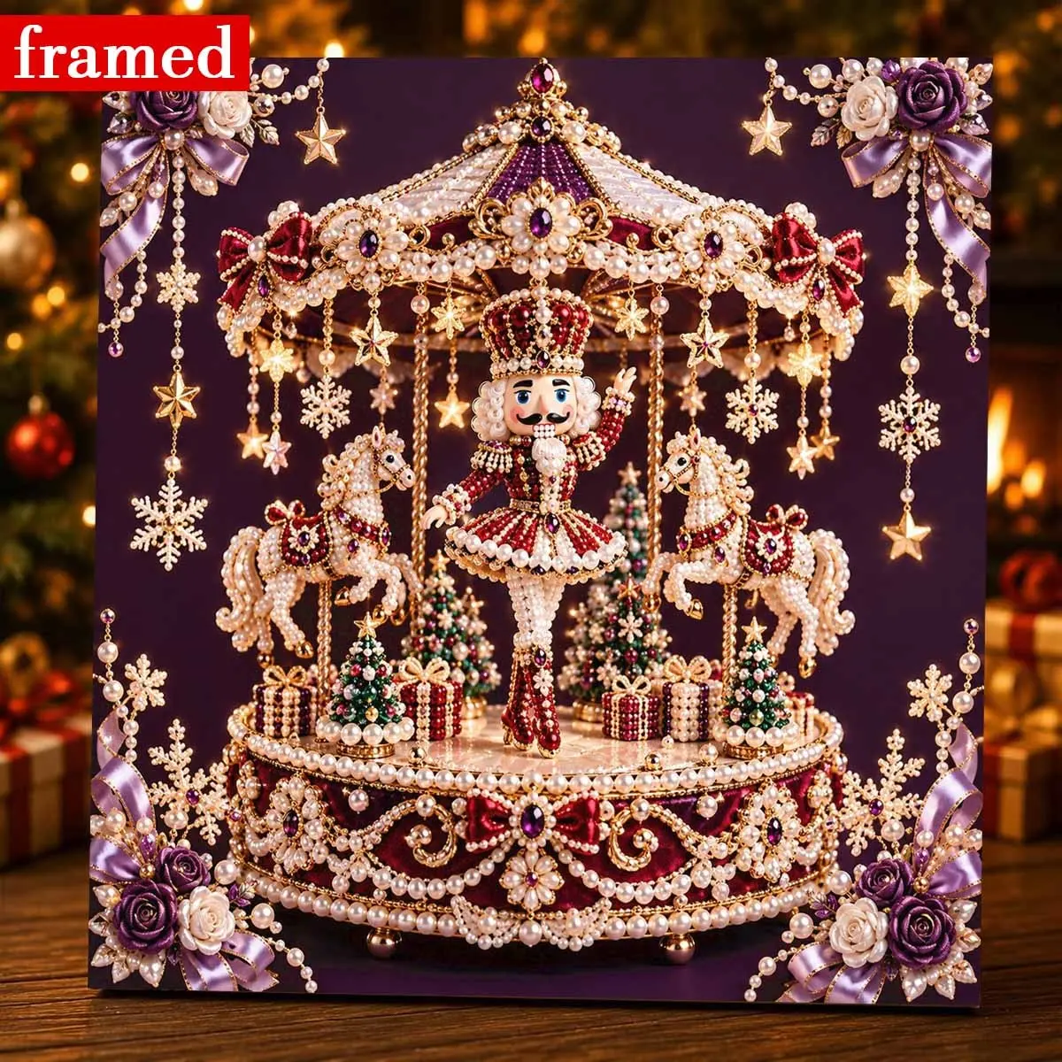 DIY Music Box, Dancing Nutcracker Pattern, Small Frame Painting, Stress Relief DIY Decor, Christmas Theme, Family Activity, Home Decoration