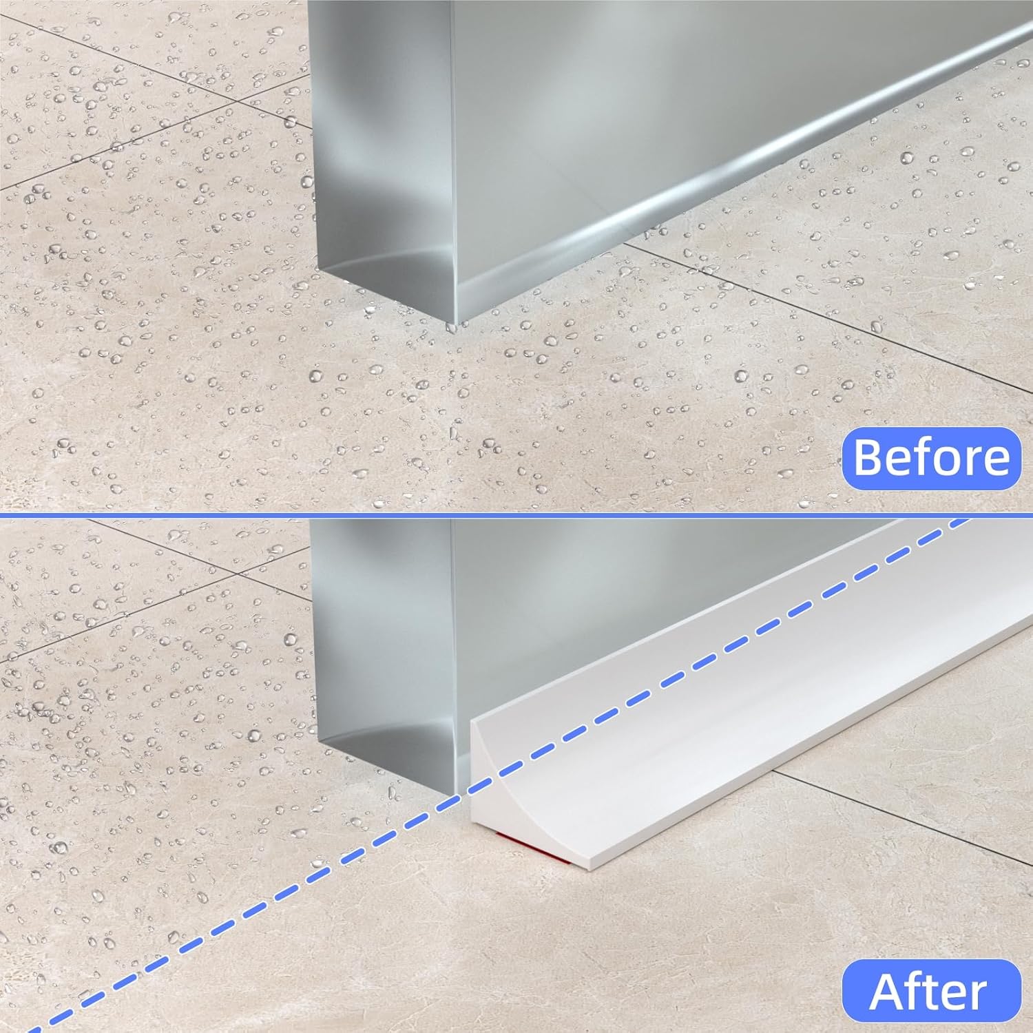 78 Inch Shower Threshold Water Dam Barrier,Shower Dam Water Stopper for Frameless Shower Door Bottom, Splash Guard for Kitchen Bathroom Sink Counter,for Wet and Dry Separation,White